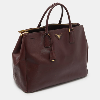 PRADA Burgundy Saffiano Lux Leather Executive Galleria Tote