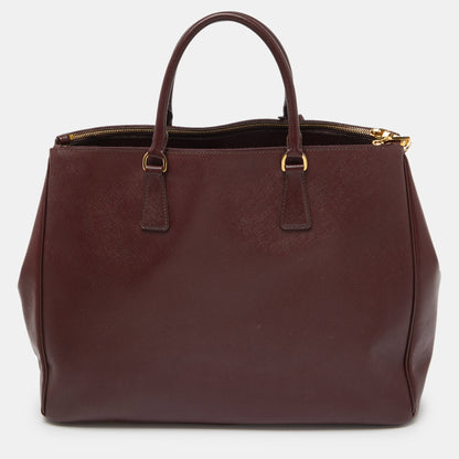 PRADA Burgundy Saffiano Lux Leather Executive Galleria Tote