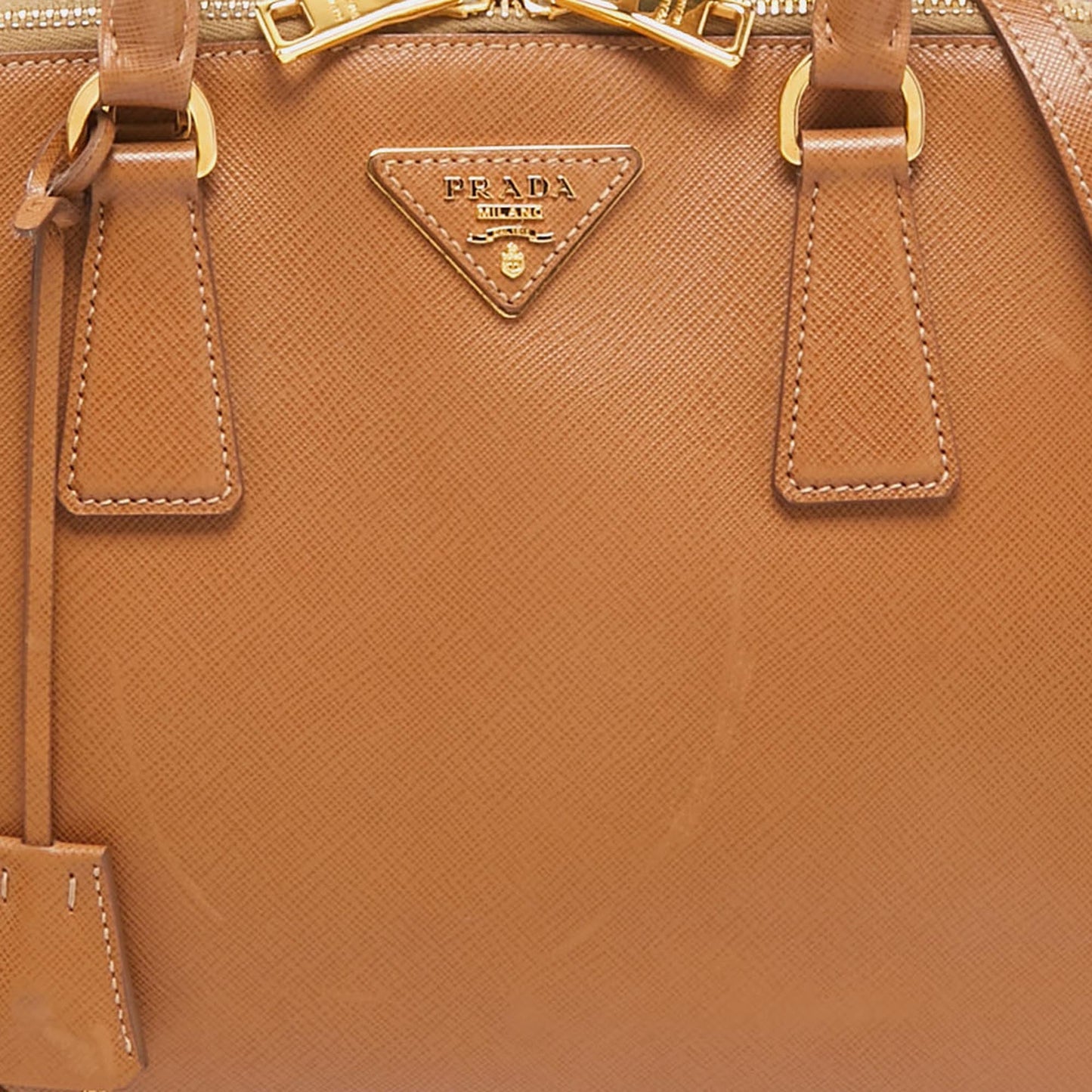 PRADA Brown Saffiano Lux Leather Medium Promenade Bag