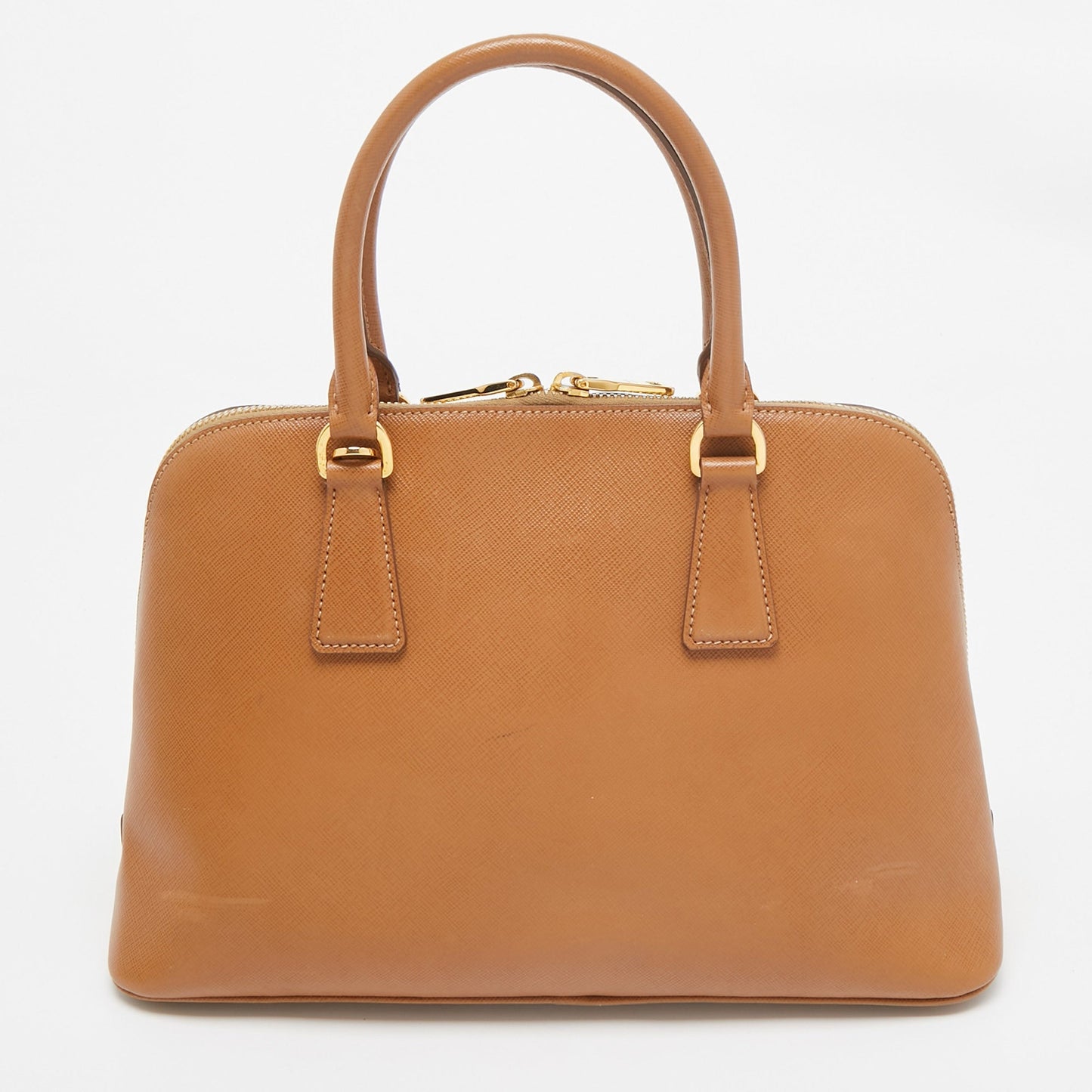 PRADA Brown Saffiano Lux Leather Medium Promenade Bag