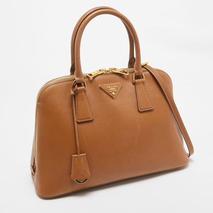 PRADA Brown Saffiano Lux Leather Medium Promenade Bag