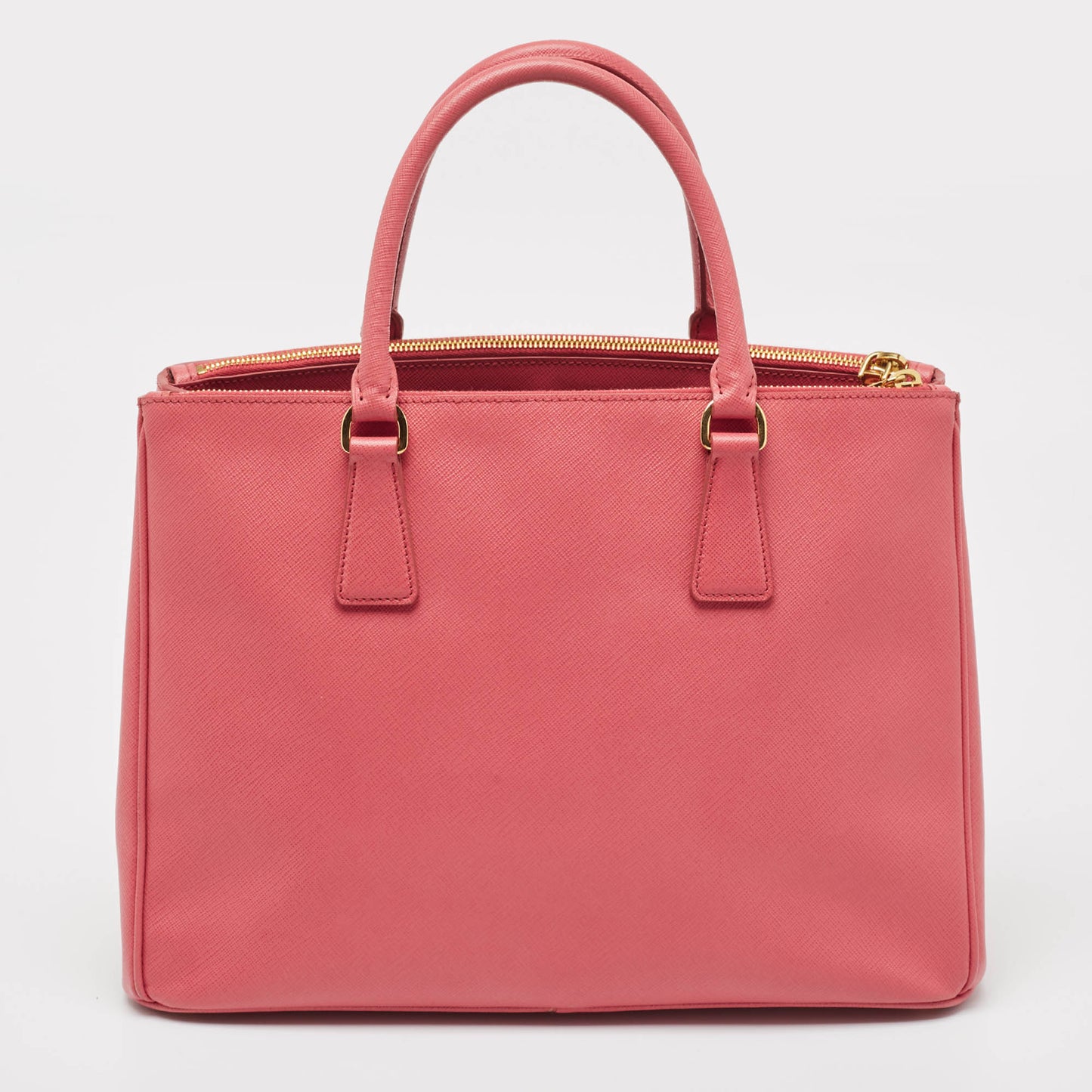 PRADA Dark Pink Saffiano Leather Medium Double Zip Tote