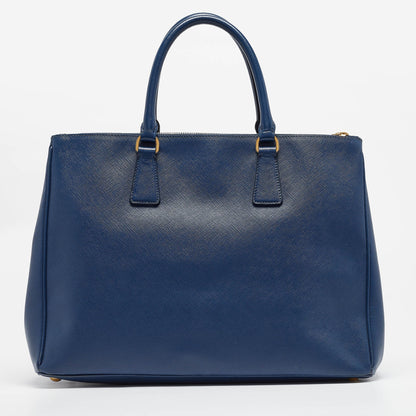 PRADA Navy Blue Saffiano Lux Leather Medium Galleria Double Zip Tote