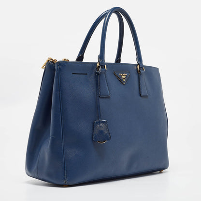 PRADA Navy Blue Saffiano Lux Leather Medium Galleria Double Zip Tote