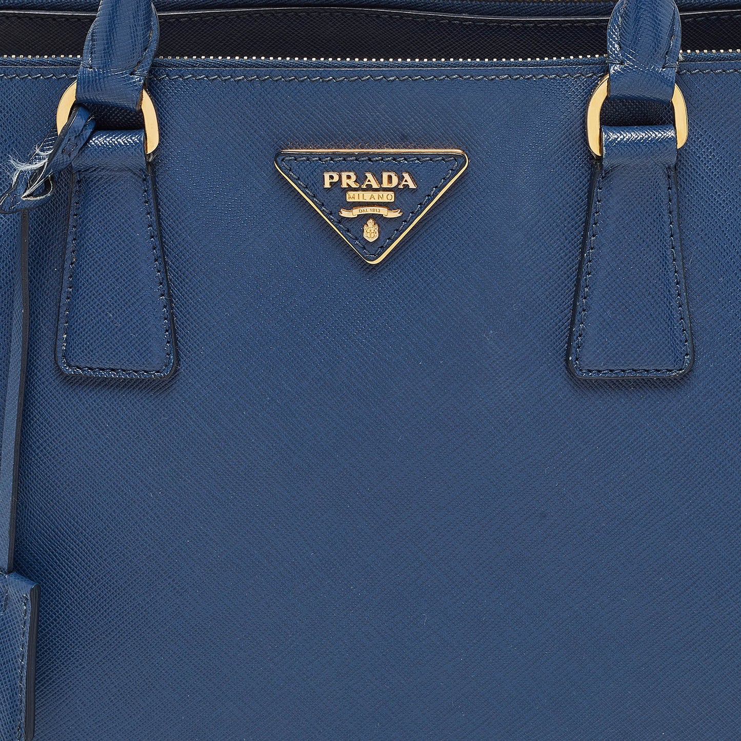 PRADA Navy Blue Saffiano Lux Leather Medium Galleria Double Zip Tote