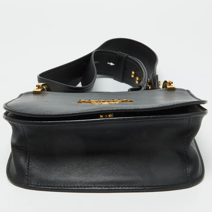 PRADA Black Leather City Calf Pionnire Saddle Shoulder Bag