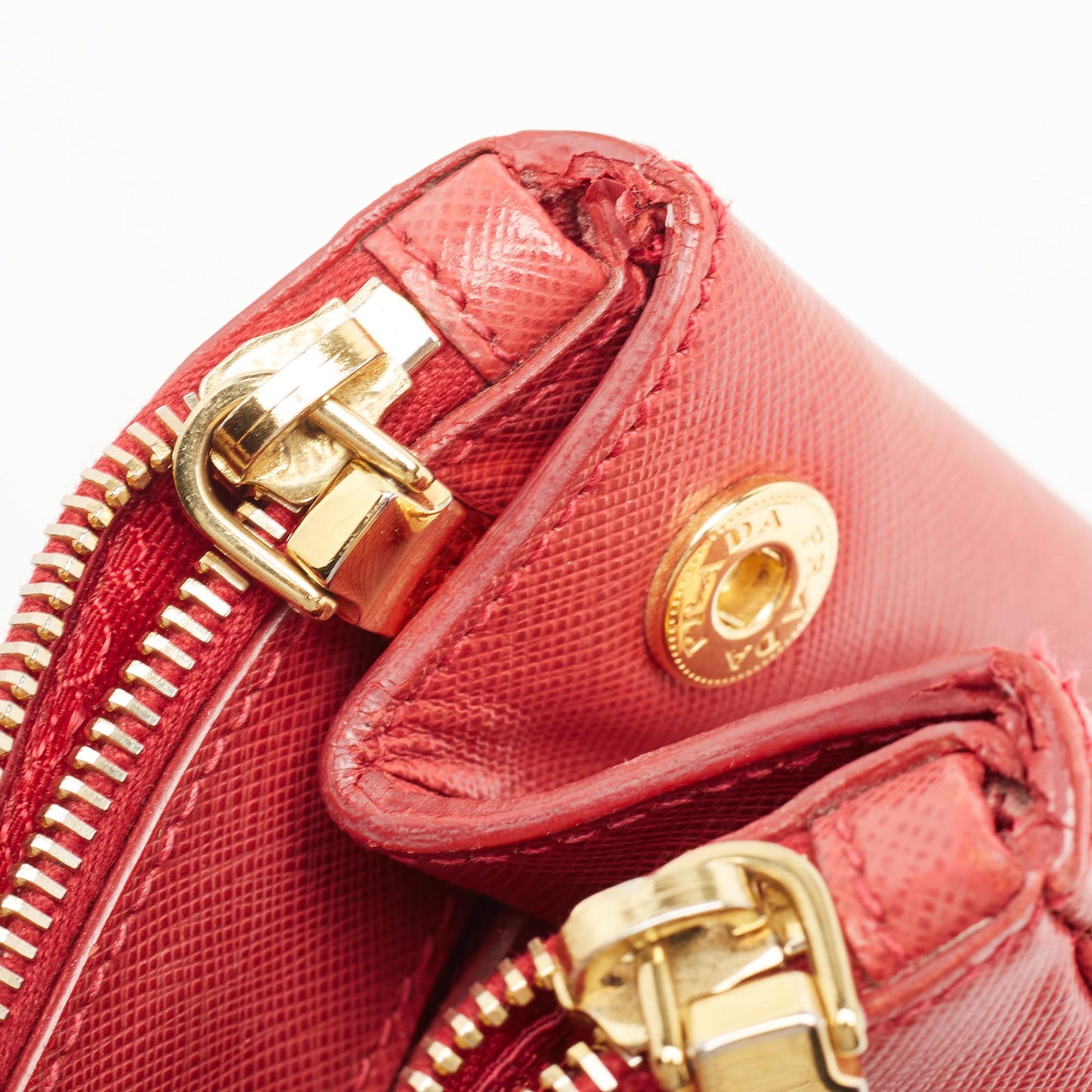 PRADA Red Saffiano Lux Leather Large Galleria Double Zip Tote