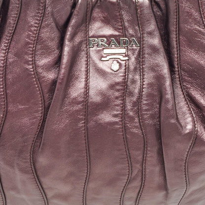 PRADA Metallic Purple Leather Wave Hobo