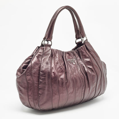 PRADA Metallic Purple Leather Wave Hobo