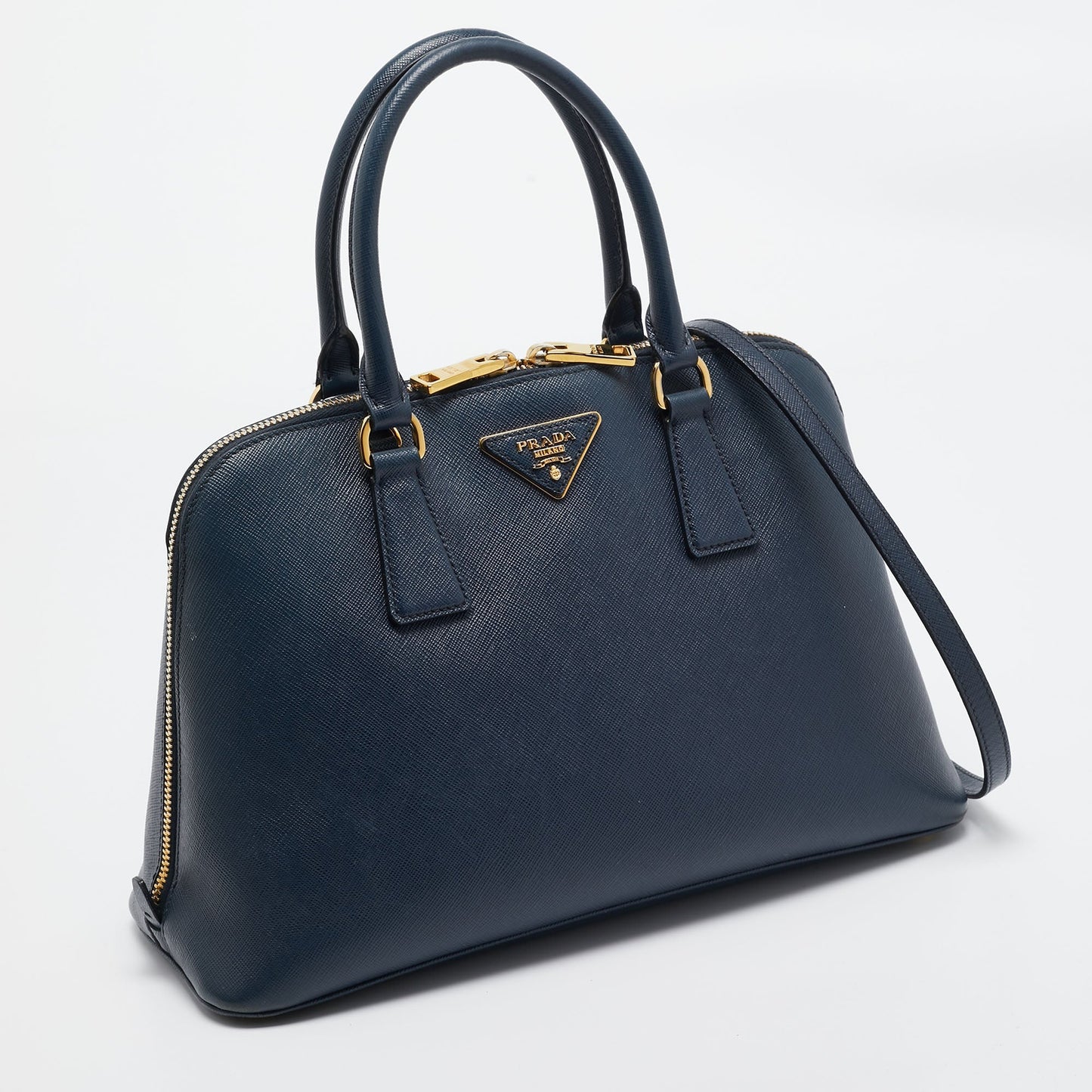 PRADA Navy Blue Saffiano Lux Leather Medium Promenade Bag