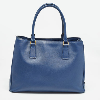 PRADA Navy Blue Saffiano Leather Medium Double Zip Tote