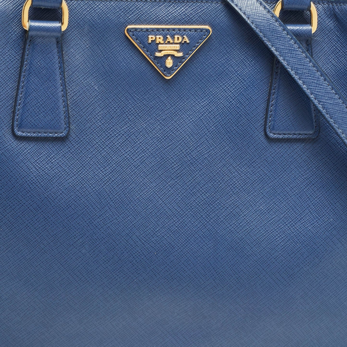 PRADA Navy Blue Saffiano Leather Medium Double Zip Tote