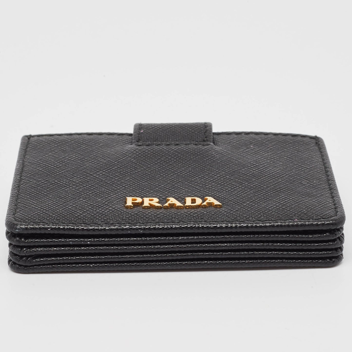 PRADA Black Saffiano Metal Leather Accordion Card Case