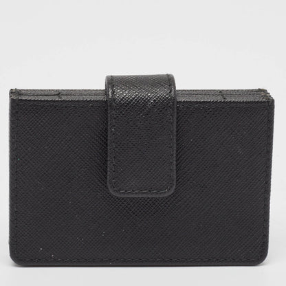 PRADA Black Saffiano Metal Leather Accordion Card Case