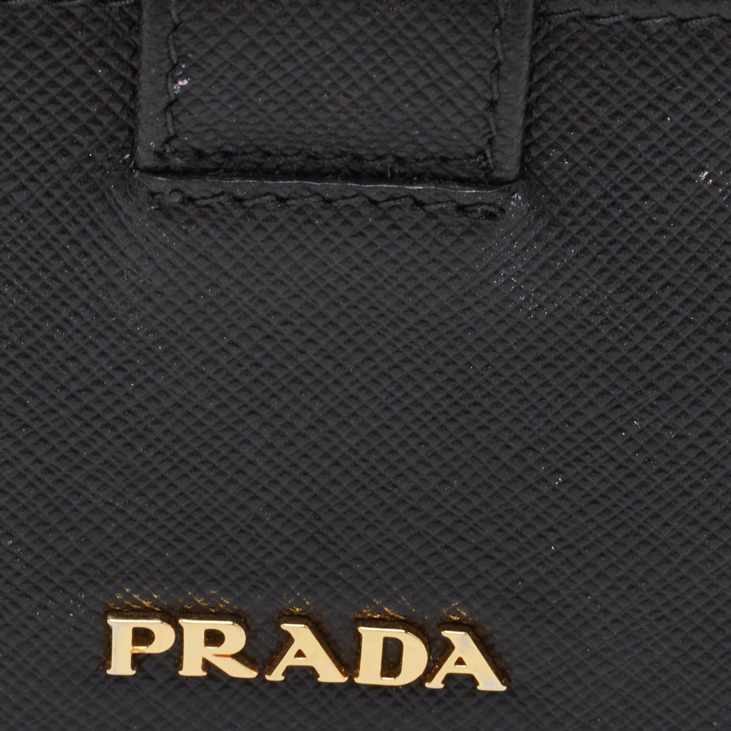 PRADA Black Saffiano Metal Leather Accordion Card Case