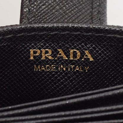 PRADA Black Saffiano Metal Leather Accordion Card Case