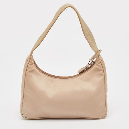 PRADA Beige Tessuto Nylon Re-Edition 2000 Baguette Bag