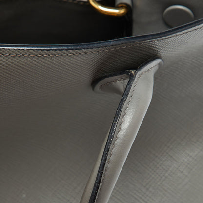 PRADA Grey Saffiano Cuir Leather Monochrome Tote