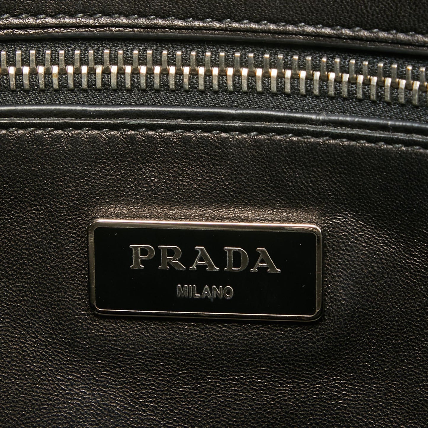 PRADA Black Leather Twin Pocket Double Handle Tote