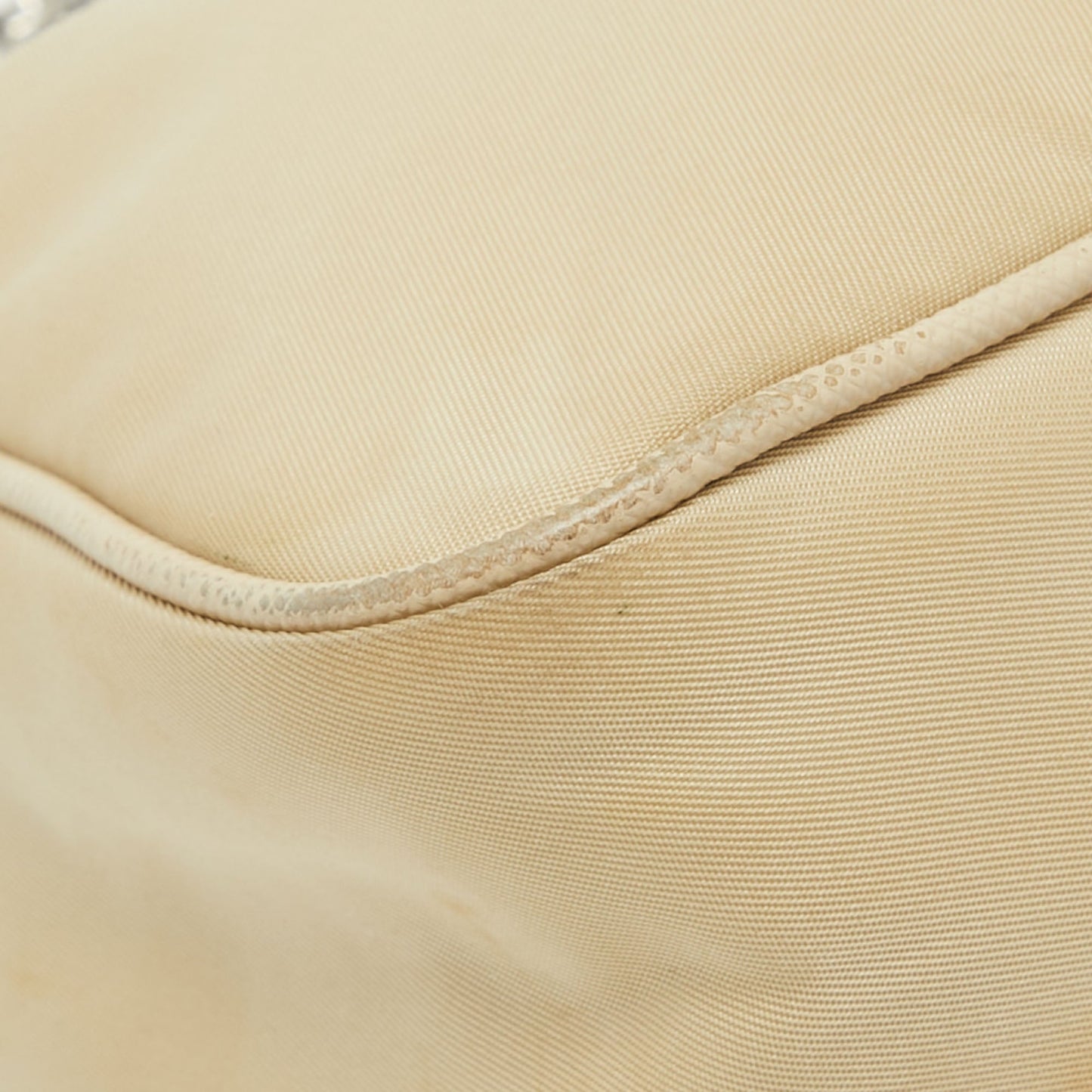 PRADA Cream Nylon and Leather Re-Edition 2005 Baguette Bag