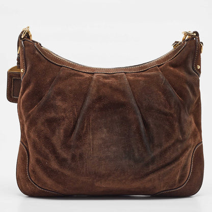 PRADA Brown Suede Shoulder Bag