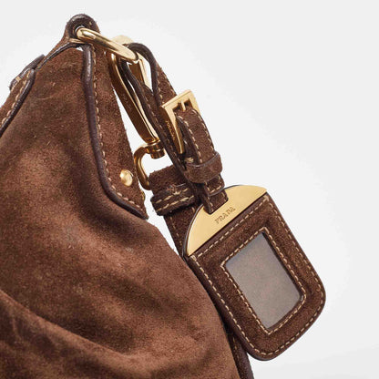 PRADA Brown Suede Shoulder Bag