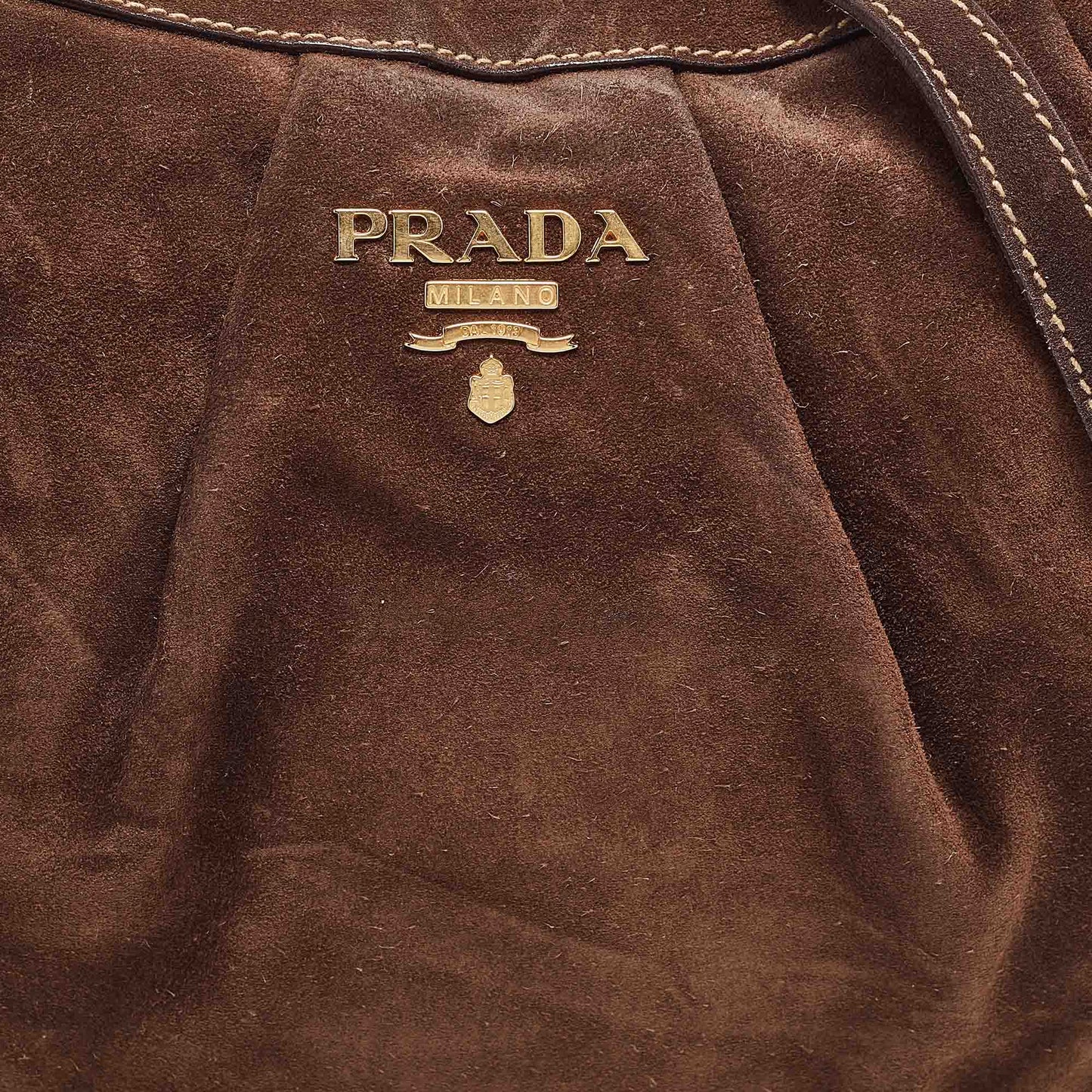 PRADA Brown Suede Shoulder Bag