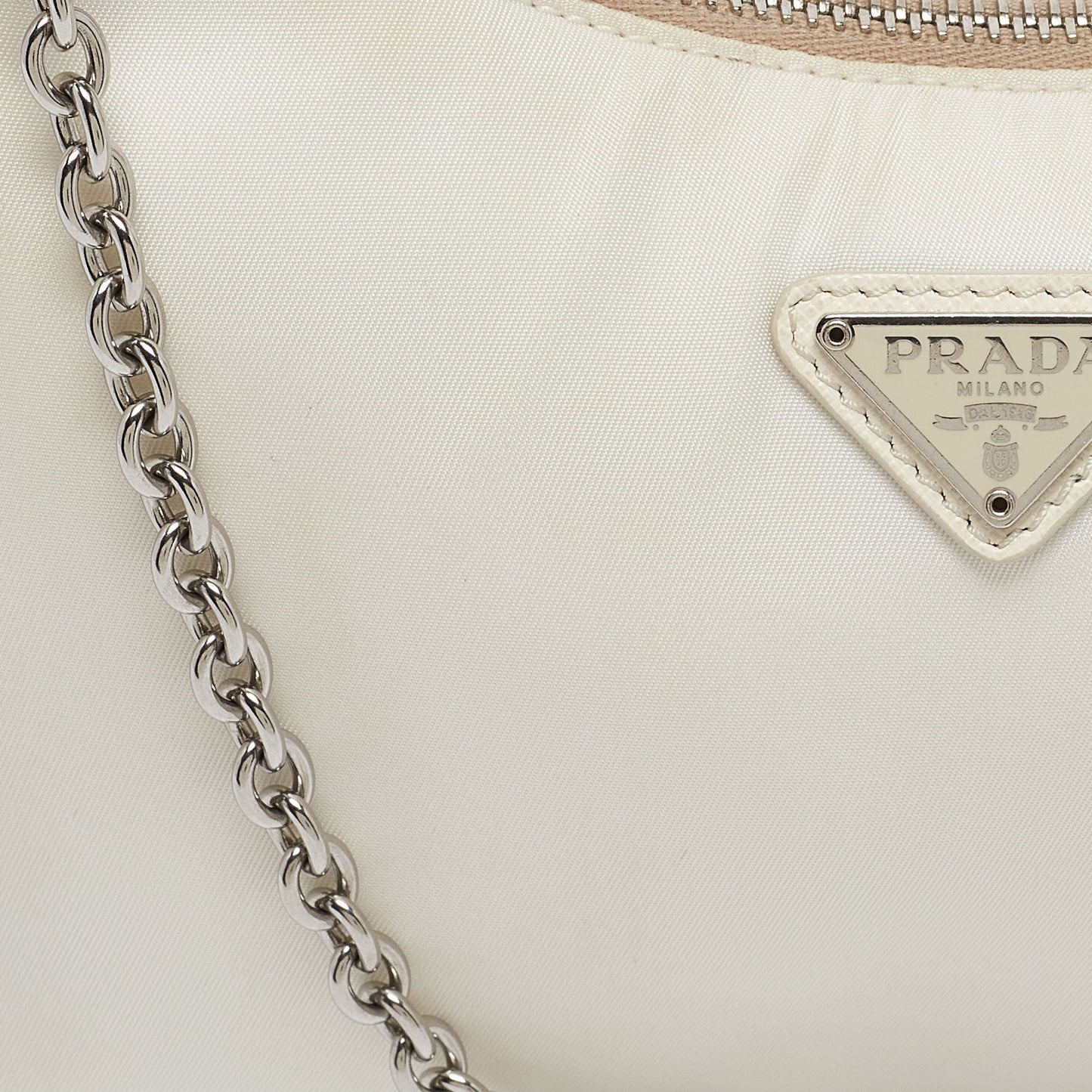 PRADA White Nylon and Leather Re-Edition 2005 Shoulder Bag