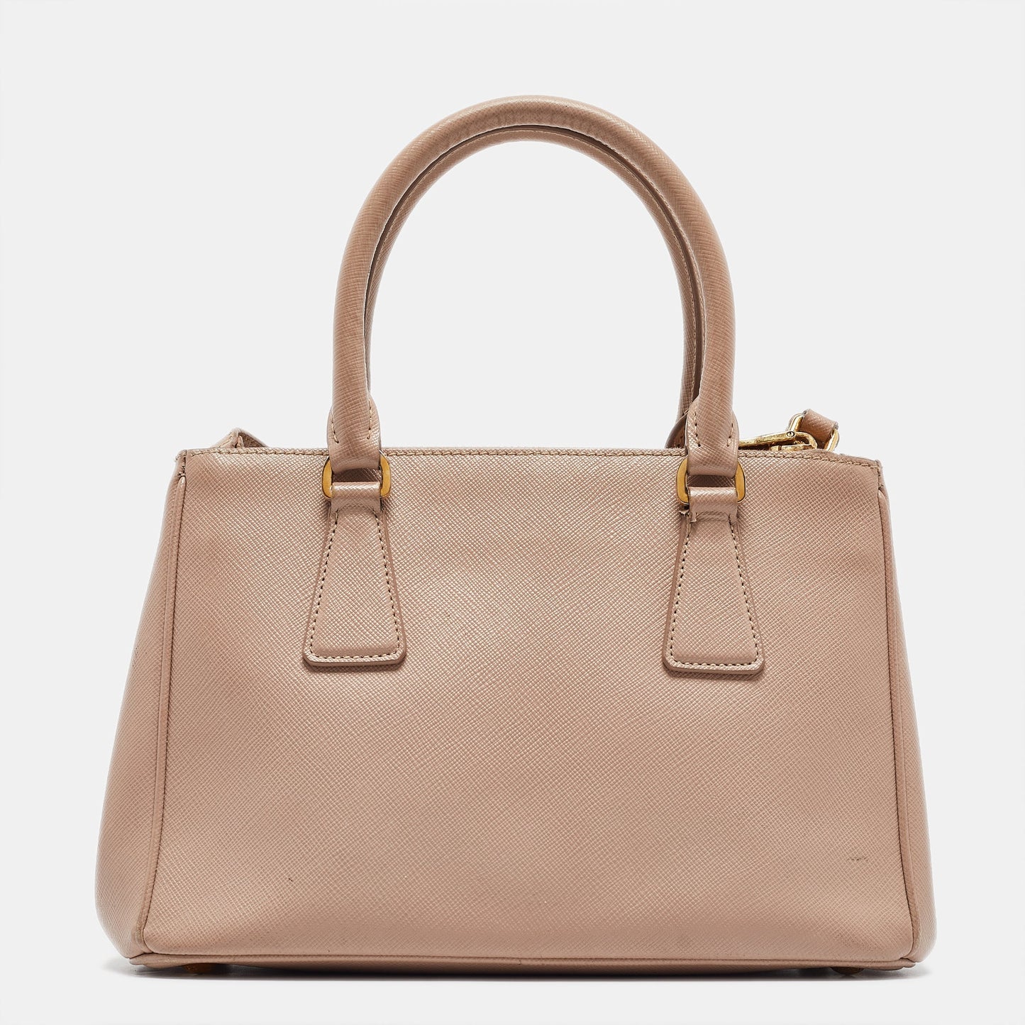 PRADA Pink Saffiano Lux Leather Small Double Zip Tote