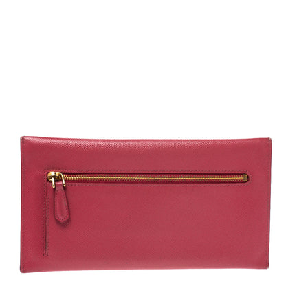 Prada Pink Saffiano Leather Envelope Wallet