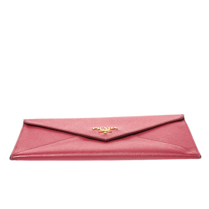 Prada Pink Saffiano Leather Envelope Wallet