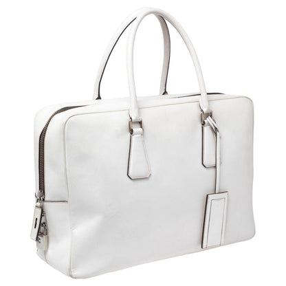 Prada Off-white Saffiano Leather Bauletto Bag