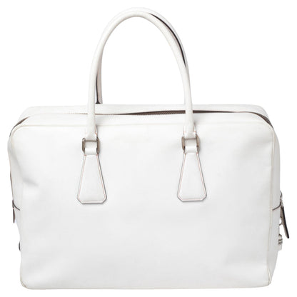 Prada Off-white Saffiano Leather Bauletto Bag