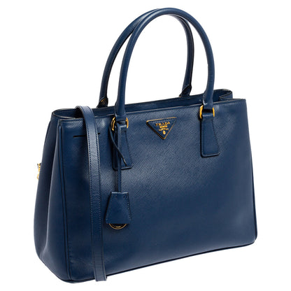 Prada Blue Saffiano Lux Leather Medium Galleria Zip Tote