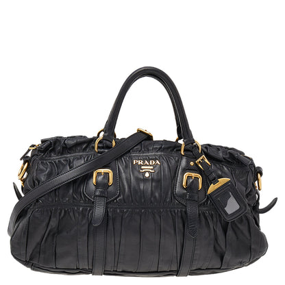 Prada Black Nappa Gaufre Leather Satchel