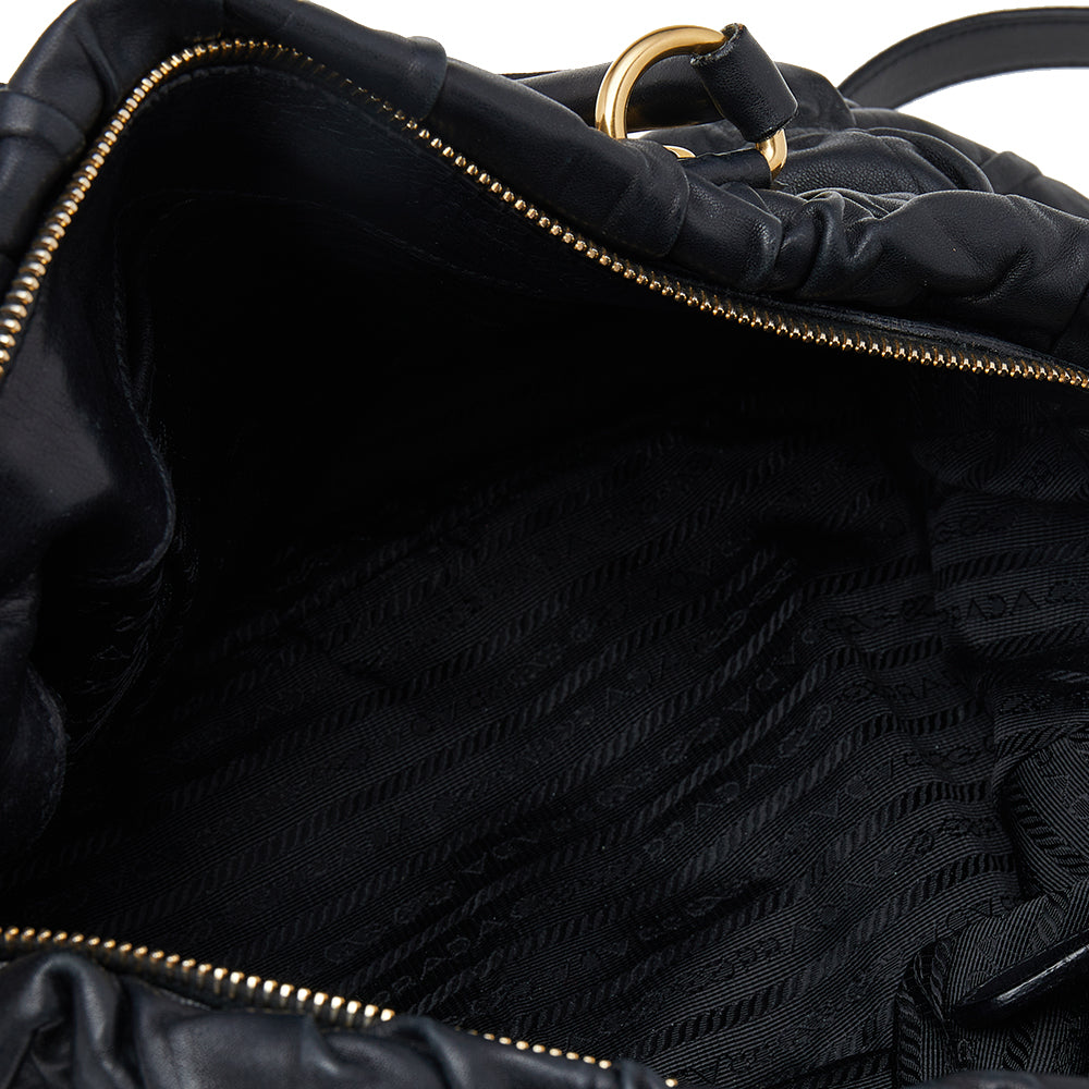 Prada Black Nappa Gaufre Leather Satchel