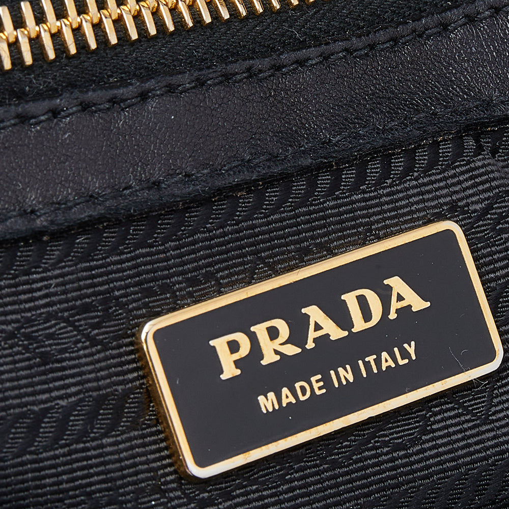 Prada Black Nappa Gaufre Leather Satchel