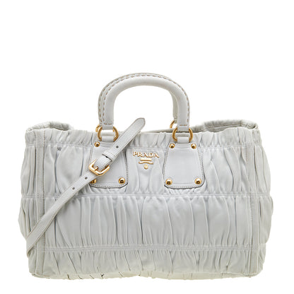 Prada White Gaufre Leather Tote