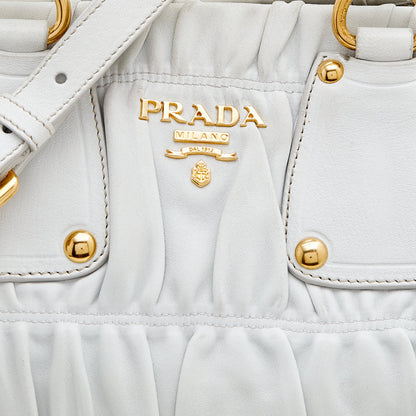 Prada White Gaufre Leather Tote