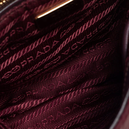 Prada Burgundy Quilted Satin Flap Chain Shoulder Bag