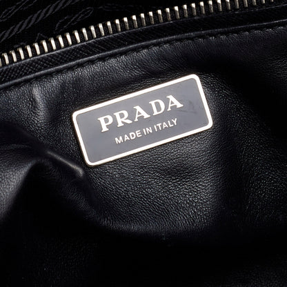 Prada Black/White Saffiano Leather Small Double Zip Tote