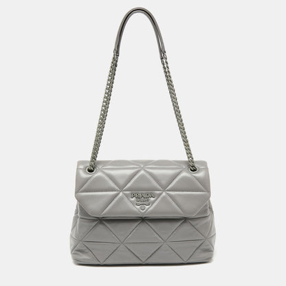 Prada Grey Nappa Leather Large Spectrum Shoulder Bag