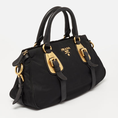 Prada Black Nylon Gaufre Chain Tote