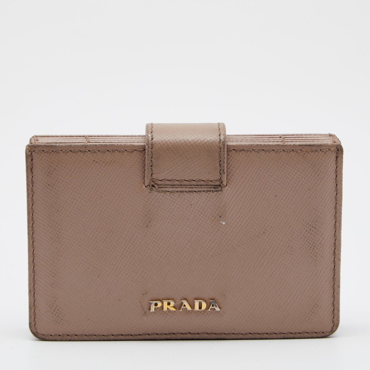 Prada Beige Saffiano Leather 5 Gusset Card Holder