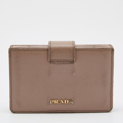 Prada Beige Saffiano Leather 5 Gusset Card Holder