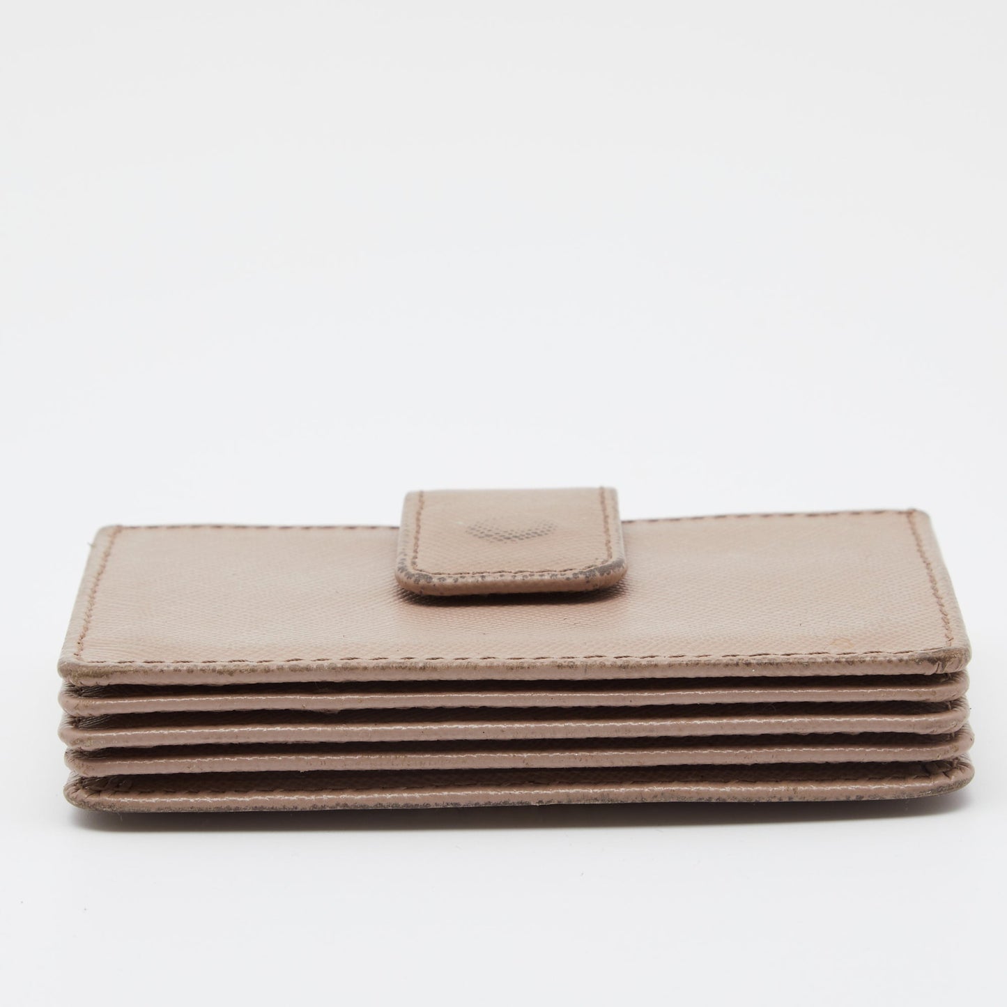 Prada Beige Saffiano Leather 5 Gusset Card Holder