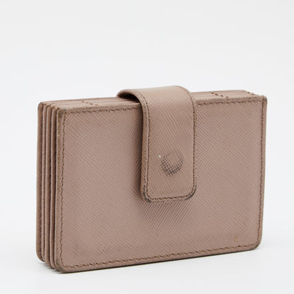 Prada Beige Saffiano Leather 5 Gusset Card Holder