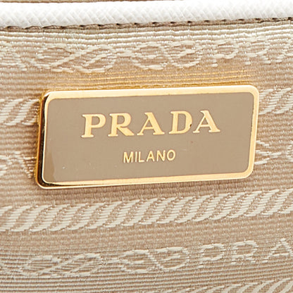 Prada Beige/White Saffiano Lux Leather Parabole Shopping Tote