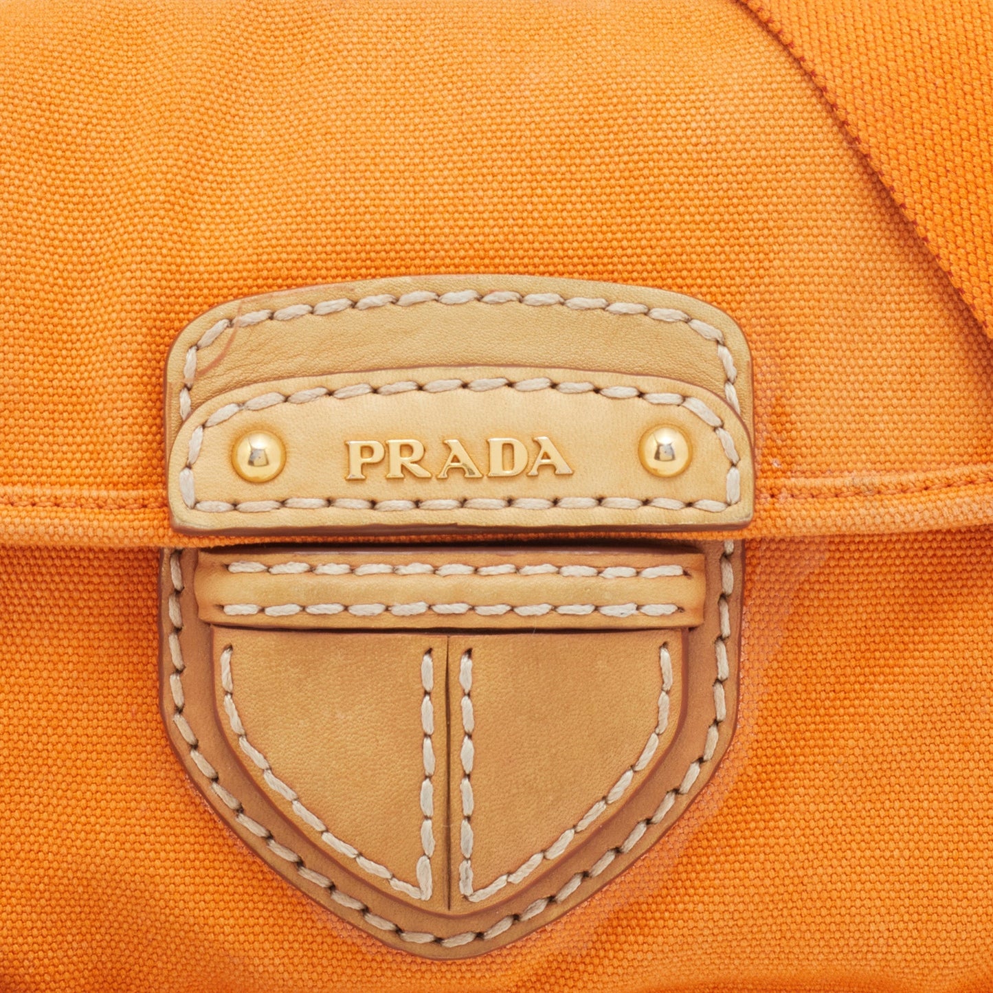 Prada Orange Canvas Flap Crossbody Bag