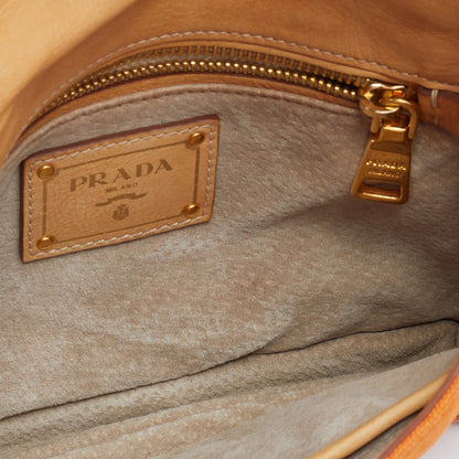 Prada Orange Canvas Flap Crossbody Bag